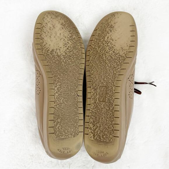 SAS Womens Leather Uppers Lace Up Shoe Loafer Size 10.5 Narrow Taupe VTG - Picture 9 of 11
